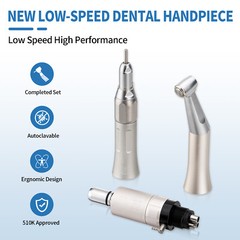 eLabPal Dental Slow Low Speed Handpiece Straight Contra Angle Air Motor 4Holes