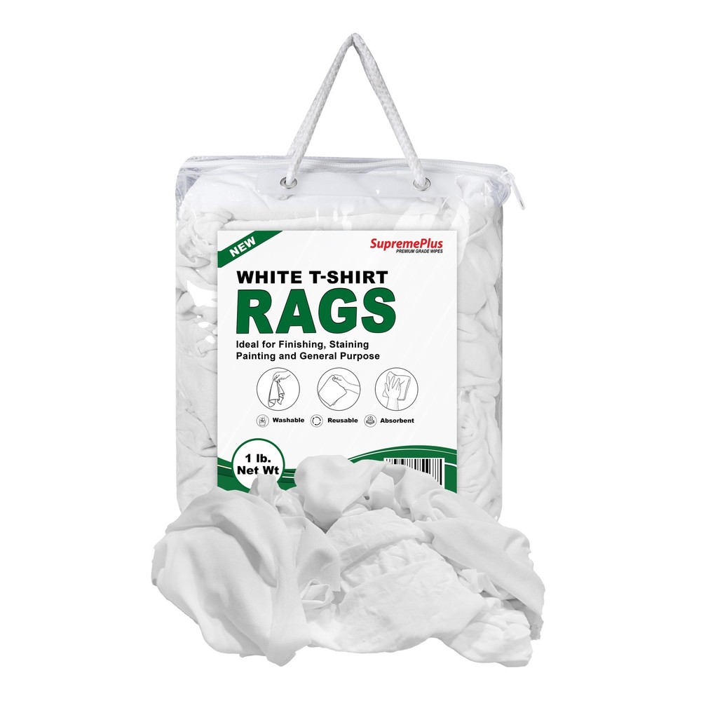 White Knit T-Shirt Rags 1 LB Box – New Bulk Cleaning Wiping Cloths