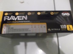 New Box of 100 SAS Safety Raven Black 7 MIL Nitrile Exam Gloves-Sz L-66518