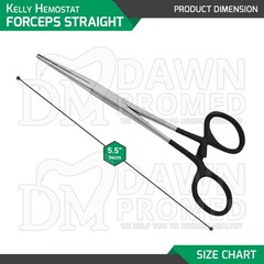 Kelly Hemostat Forceps 5.5″ Straight Black Surgical Instruments German Grade