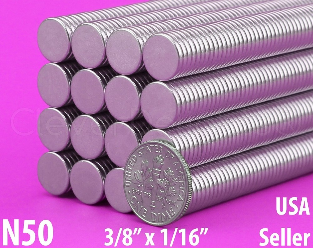 10mm x 1.5mm Neodymium Magnets – N50 Disc Magnet – 500 2750 Pk – 3/8″ x 1/16″