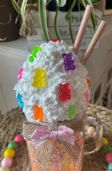 Farmhouse Candy Bear Ice Cream Confetti Sundae. Faux Pint Size Dessert Decor.