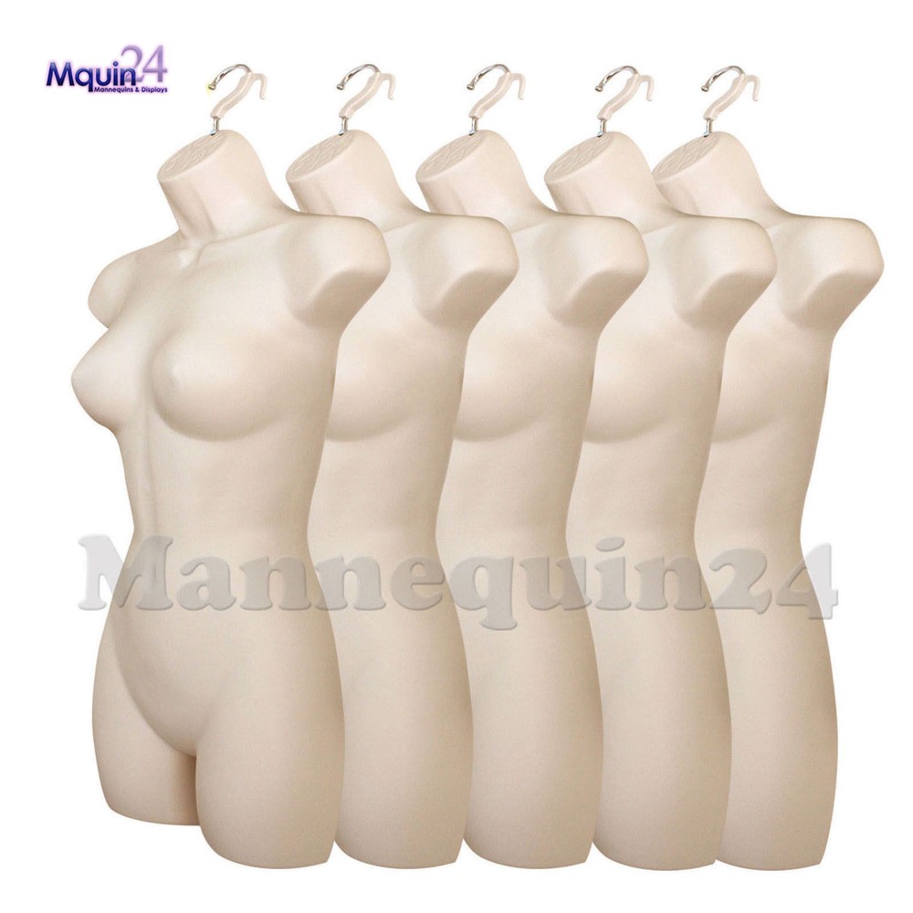 5 Pack Mannequin Torsos Female – Flesh Women’s Plastic Hanging Dress Form