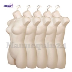 5 Pack Mannequin Torsos Female – Flesh Women’s Plastic Hanging Dress Form