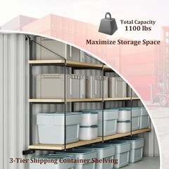 1/2/4 Pack 3 Tier Steel Cargo Shipping Container Shelving Shelf Brackets 22″x60″
