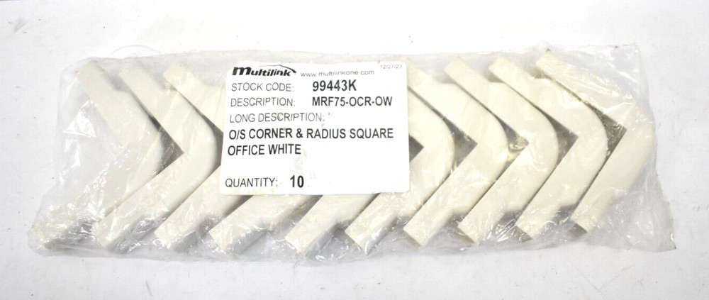 Lot of 10 Multilink O/S Corner & Radius Squares Office White Finish 99443K