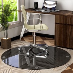 46″ x 46″ Round Tempered Glass Chair Mat for Carpet & Hardwood, Heavy-Duty Gl…