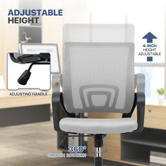 1Pc Adjustable Height Computer Home Office Ergonomic Desk Mesh Chair Light Grey