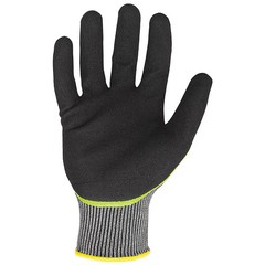 Coated Glove, Nitrile, Sandy, Palm, Not Rated Abrasion Level, Black/Gray/White,