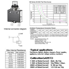 Thermal Circuit Breaker, 20 Amp Push Button Manual Reset Circuit Breaker 32V …