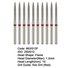 Dental Dimond Bur 863/012F FG Flame Bur High Speed Handpiece Bur Fine Grit Drill