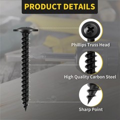 Wood Screws 11/4 Inch, 80 PCS Premium Phillips Truss Head Black Wood Screws, …
