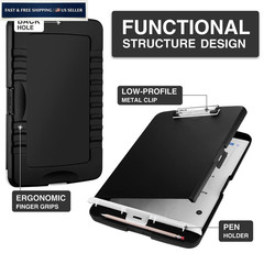 Sooez Clipboard with Storage, Clip Board 8.5 10″W x 1-1/4″D x 14-1/2″H, Black