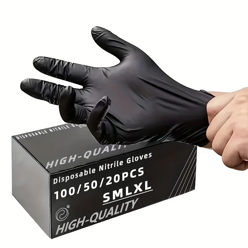 100/50/20PCS Black Gloves Thickened Disposable Gloves for Cleaning Hairdressing