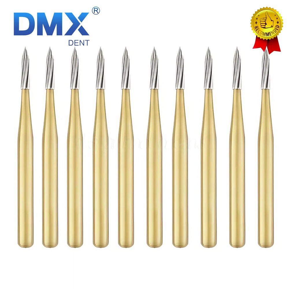 DMXDENT 10 Pcs Dental Carbide Trimming & Finishing Burs FG/7406/7408/7901/7902