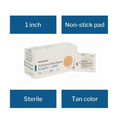 MCK48222000 – Mckesson Brand Adhesive Spot Bandage 100 Count (Pack of 1)