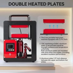 NEW – Fitinhot-5 Ton Portable Hydraulic Heating Plate Press 2.3×4.7″ -WE PAY S&H