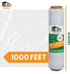 Stretch Wrap 18in x 1000ft Clear Pallet Wrap Industrial Shipping Moving 2 Rolls