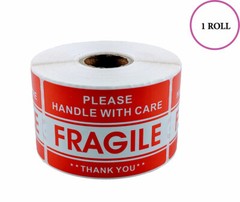 PLEASE HANDLE WITH CARE – FRAGILE – THANK YOU Stickers, 2X3, (500 Per Roll)