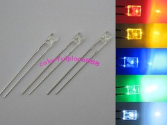 500pcs, 2x3x4mm Red Yellow Blue Green White LED Water Clear Rectangle Leds New