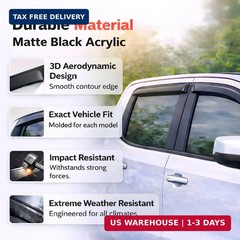 Rain Guards Fit for 2016-2025 Chevrolet/Chevy Malibu, Out-Channel Window Vis