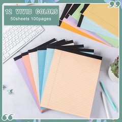 Fuutreo 12 Pcs 8.5” x 11” Colored Legal Pad Writing Pads Narrow Ruled 50 Sh…