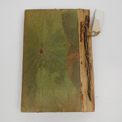 Vtg Blue Handworks Handmade Journal/Sketchbook – Leaf Cover/Bamboo Indonesia NOS