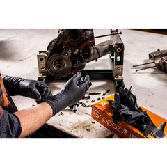 Large Black 8-Mil Thick 100% Nitrile Disposable Work Gloves with Textured Grip a
