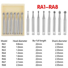 5pcs Dental Round Carbide Bur for Slow Speed Latch Type RA 1# -RA 8#