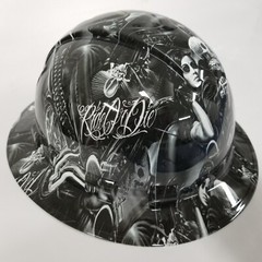 full brim hard hat custom hydro dipped IN RIDE OR DIE OUTLAW BIKER