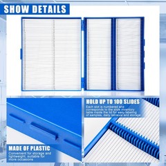 4 Pcs Microscope Slide Storage Box, Plastic 7.87 x 6.30 x 1.26 Inches, Blue