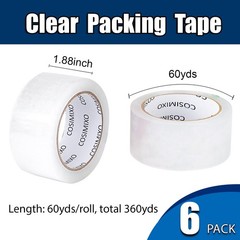 Heavy Duty Packing Tape 2.7mil x 1.88″ x 60 Yards, 6 Rolls,Industrial 3″ Core…