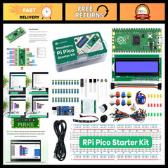Raspberry Pi Pico Starter Kit with LCD1602, SG90 Servo Motor & Tutorial Guide