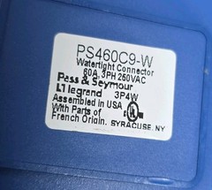 Pass & Seymour PS460C9-W 60A 250V 4 3ph Pin Watertight Connector