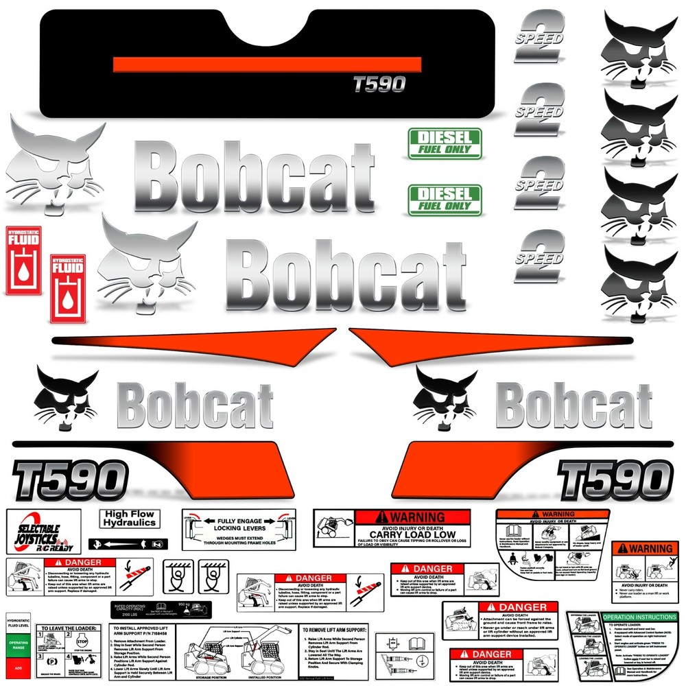 Decal Kit fits Bobcat T590 Track Skid Steer T 590 Loader Sticker Wrap 7yr Vinyl