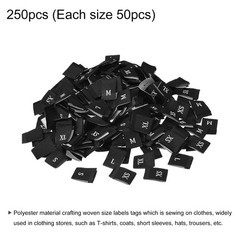 Clothing Sewing Size Label, XS/S/M/L/XL Embroidered Label Black 250pcs