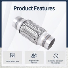 2PCS 2.25″ x 6″ Stainless Steel Exhaust Flex Pipe, Heavy Duty, 8″ Long