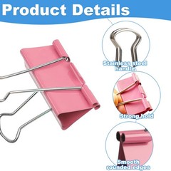 40Pack Colorful Binder Clips, Assorted Sizes 4 Sizes Metal Paper Clips