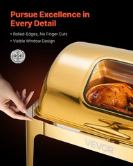 Gold 9QT Roll Top Chafing Dish Buffet Set Stainless Steel with Fuel Holder Hotel