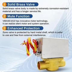 3PC V8043E1012 Motorized Zone Valve,3/4″ Sweat Zone Valves replacement honeywell