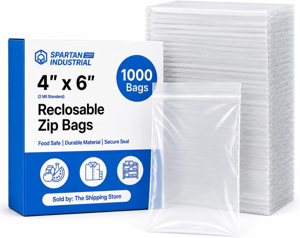 Spartan Industrial – 4” X 6” (1000 Count) 2 Mil Clear Reclosable Zip Plastic Pol