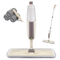 HOMTOYOU Spray Mops for Floor Cleaning: Wet Mop with 4 piece set, Beige