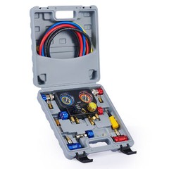 OMT AC R1234YF Gauge Set Automotive 4 Valve Manifold Gauge Kit Freon Charging US
