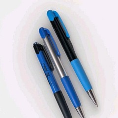100 Misprint Rubber Grip Click Pens MARDI GRAS Hub Pen Bulk Lot SHADES OF BLUE