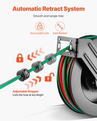 Retractable Welding Hose Reel 1/4 in x 50FT Oxygen Acetylene Rubber Hose R Grade