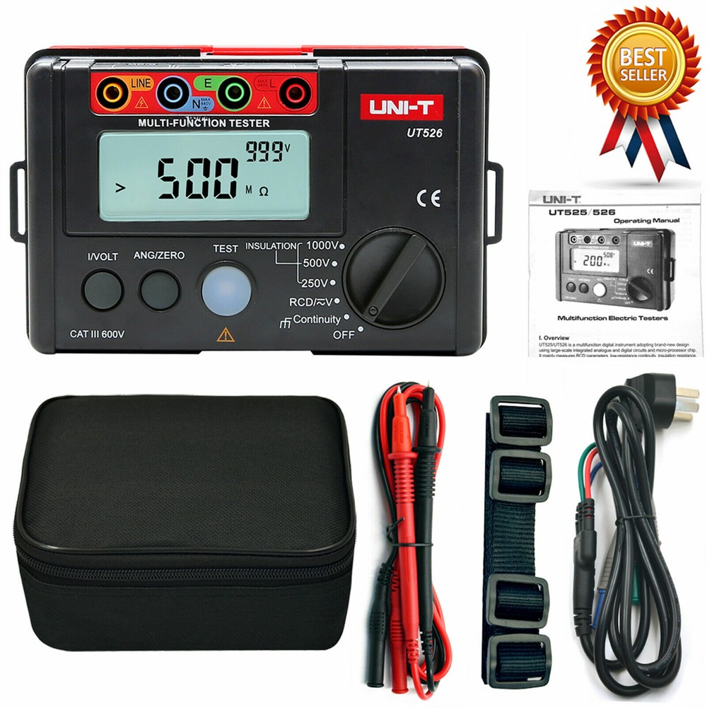 UNI-T UT526 Electrical Insulation Tester 1000V 500MΩ RCD Test Continuity VAC/✦Kd
