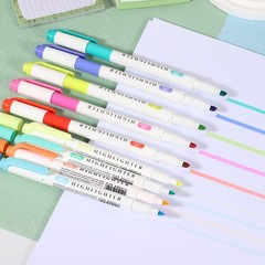 5Pack Broad and Round Tips Highlighter, Brown/Orange Red/Gold/Bright Red/Blue