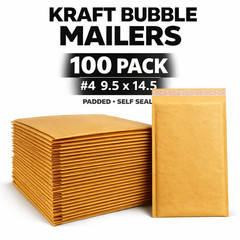 100 #4 Kraft Bubble Mailers 9.5×14.5 Padded Envelopes Self Seal Shipping Bags