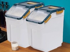 Saim Rice Storage Container 50 lbs 2 Pack Airtight Dark Blue with Cup & Scoop