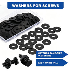 100Pcs 1/4″ X 1″ Flat Washers, 304 Stainless Steel Fender Washers, Black Finish,